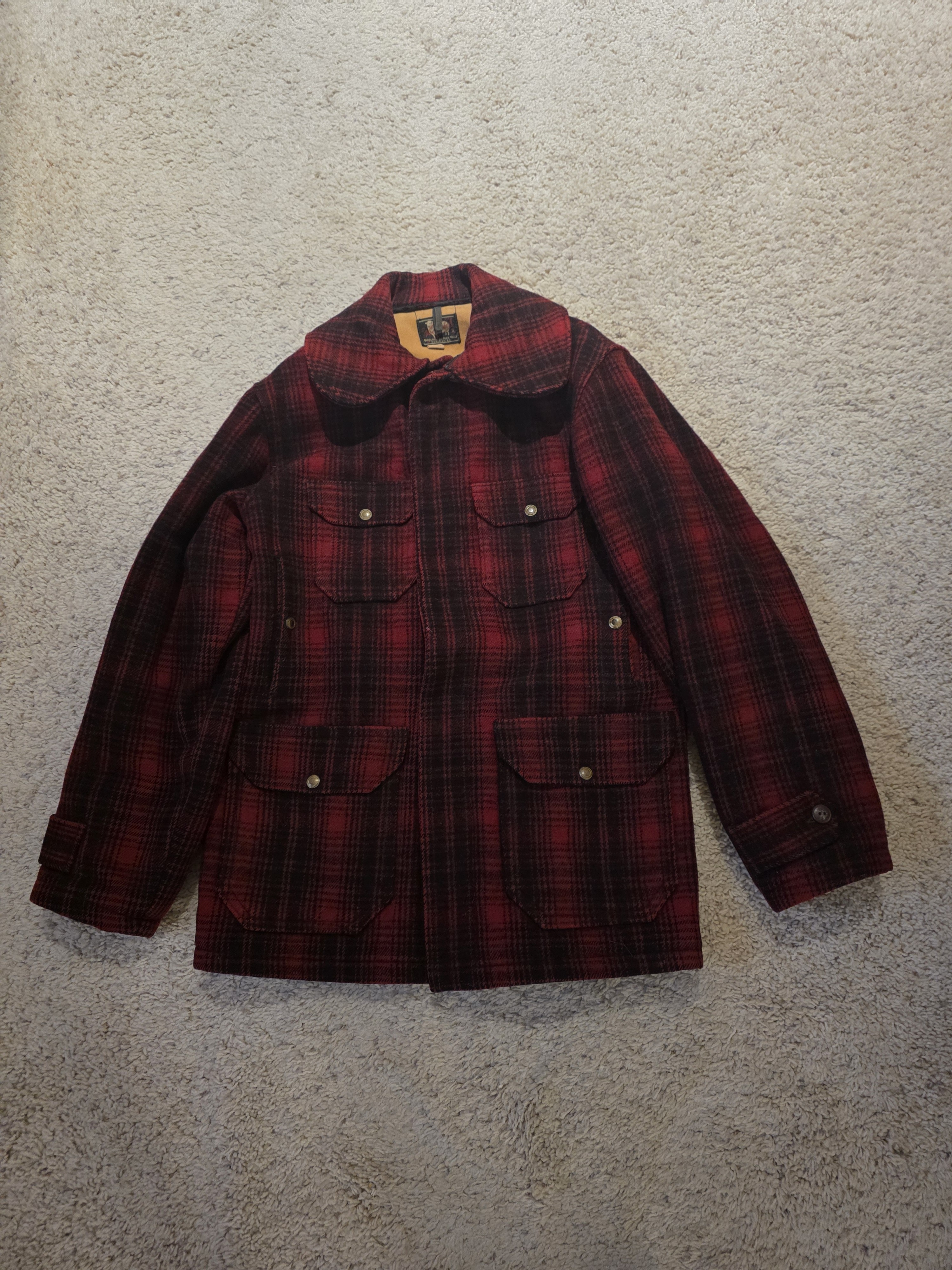 Woolrich Red And Black Plaid Wool Field Jacket